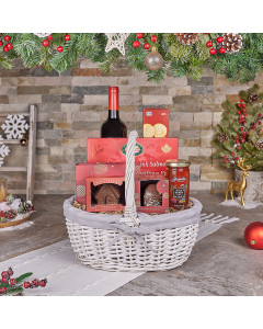 Holiday Wine & Salmon Gift Basket, wine gift, wine, christmas gift, christmas, seafood gift, seafood, USA delivery