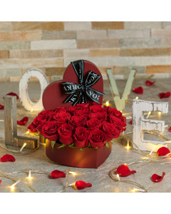 Valentine’s Heart Rose Box, Same Day Flower Delivery, Valentine's Day gifts