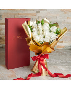 A Token of Love White Rose Bouquet, Valentine's Day gifts, valentines gift, valentines, valentines roses, roses