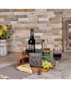 Kosher Wine & Cheese Platter, kosher gift, kosher, wine gift, wine, chocolate gift, chocolate, cheese gift, cheese, fruit gift, fruit, Set 28515-2024