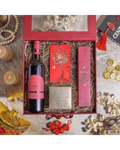 Lunar New Year Wine & Chocolate Gift, chinese new year gift, chinese new year, lunar new year gift, lunar new year, wine gift, wine, USA delivery