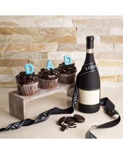 Father's Day Dine with Cake and Wine Gift Set, father’s day gift box, gourmet gifts, gifts, wine, chocolate, cupcakes, cookies