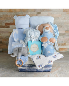 Cuddle Up Baby Boy Gift Basket