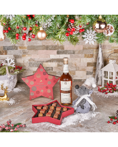 Spirits & Chocolate Christmas Basket, christmas gift, christmas, holiday gift holiday, liquor gift, liquor plush gift, plush, chocolate gift, chocolate