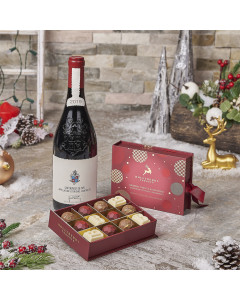 Wine ‘n’ Truffles Xmas Gift Set, wine gift, wine, chocolate gift, chocolate, christmas gift, christmas, USA delivery, Set 28181-2024