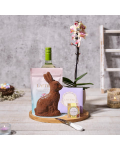 Wine, Orchid and Easter Bunny Gift, wine gift, wine, orchid gift, orchid, chocolate gift, chocolate, gourmet gift, gourmet, easter gift, easter