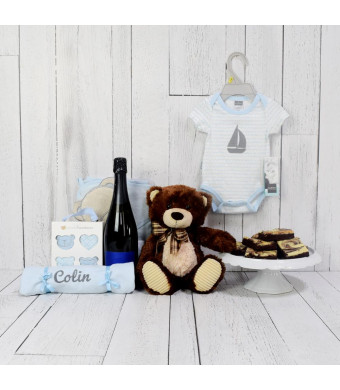 BABY BOY & TOBY GIFT SET WITH CHAMPAGNE