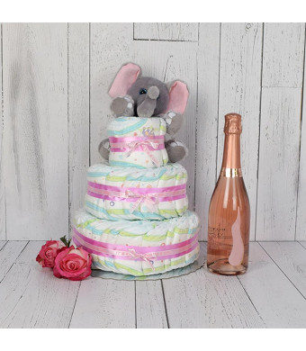 Diaper Cake Gift Set with Champagne