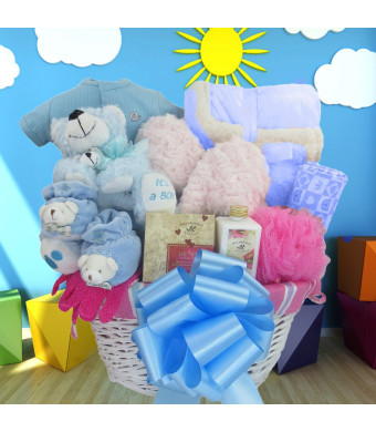 Pampering Mom, Welcoming Baby! Baby Boy Gift Basket