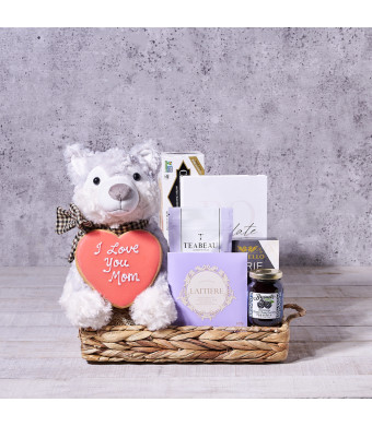 "I Woof You Mom" Gift Basket, plush gift, mother's day, mother's day gift, tea gift, gourmet gift