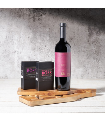 Boss Deluxe Wine Pairing Chocolate Bars - Duo Gift Set, Wine Gift Baskets, Chocolate Gift Baskets, Gourmet Gift Baskets, USA Delivery