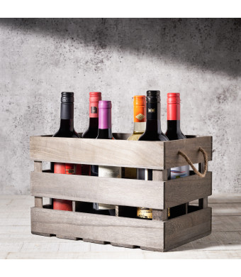 Hazelton’s Six Wine Crate with House Wine, Wine Gift Baskets, USA Delivery