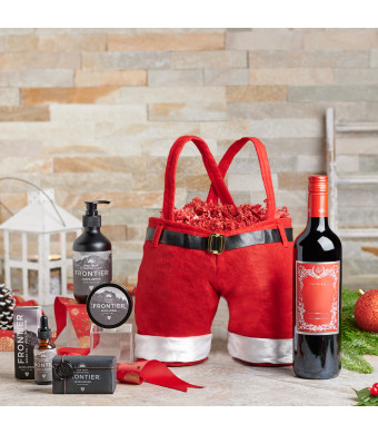 Santa's Spa Day Wine Gift Set, Christmas gift baskets, spa gift baskets, wine gift baskets