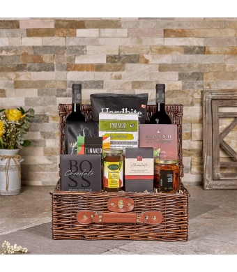 Deluxe Kosher Picnic Basket, wine gift, wine, kosher gift, kosher, chocolate gift, chocolate, USA delivery, Set 28516-2024