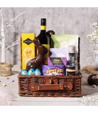 Easter Bunny Gourmet Gift Basket, wine gift, wine, chocolate gift, chocolate, gourmet gift, gourmet, easter gift, easter
