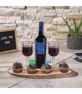 Father's Day Dine with Cake and Wine Gift Set, father’s day gift box, gourmet gifts, gifts, wine, chocolate, cupcakes, cookies