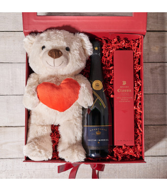 Simply Amorous Gift Box, Valentine's Day gifts, plush gifts, sparkling wine gifts