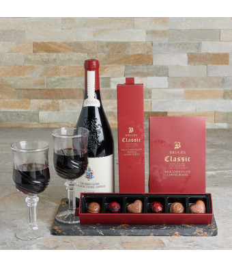 Cherry St. Chocolate & Wine Basket, Valentine's Day gifts, wine gifts, chocolate gifts