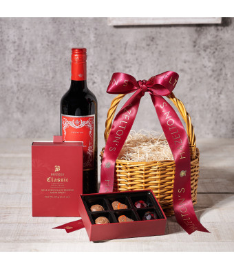 Sweet On You Gift Basket, Valentine's Day gifts, wine gifts, chocolate gifts