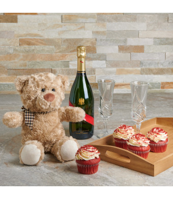 Inviting Cupcakes & Champagne Gift Set, Valentine's Day gifts, sparkling wine gifts, cupcakes

