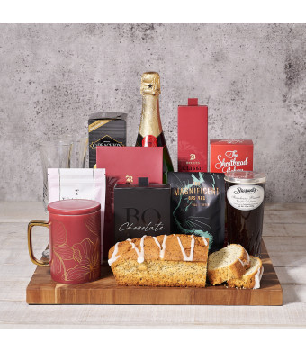 Heartfelt Treats & Snacks Gift Basket, Valentine's Day gifts, sparkling wine gifts, gourmet gift baskets