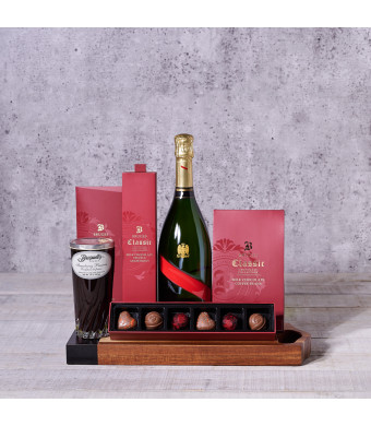 Green Isle Sweets Chocolate & Champagne Basket, gourmet gift, champagne gift, sparkling wine gift, chocolate gift