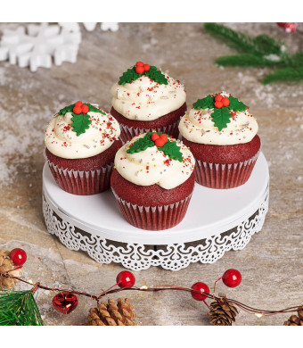 Holiday Holly Cupcakes