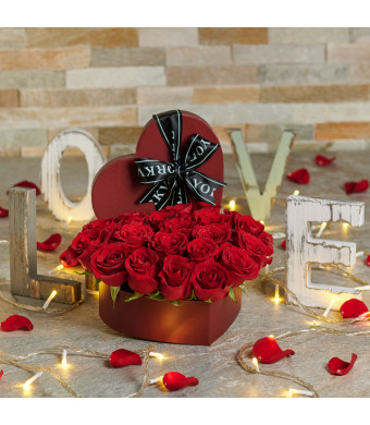 Valentine’s Heart Rose Box, Same Day Flower Delivery, Valentine's Day gifts
