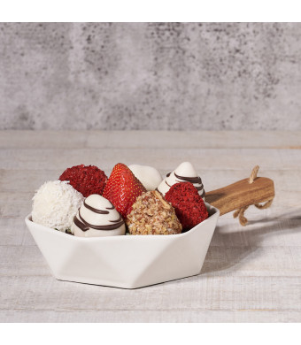 Deluxe Chocolate Dipped Strawberry Dish, Valentine's Day gifts, chocolate dipped strawberries