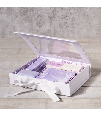 Fresh Lavender Spa Gift Box, Valentine's Day gifts, spa gifts, Chocolates, Bath salts, Soap bar, Perfume Roller