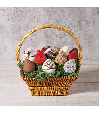 Classic Chocolate Dipped Strawberry Basket, Valentine's Day gifts, chocolate covered strawberries in a basket