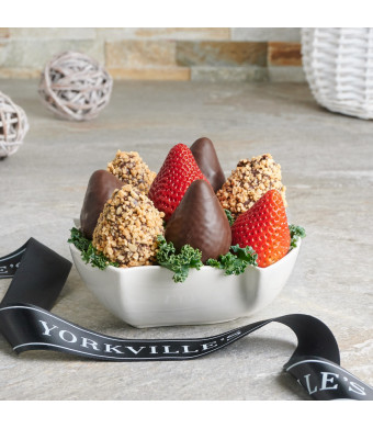Chocolate Dipped Strawberry Ivy Dish Arrangement , Valentine's Day gifts, chocolate covered strawberries