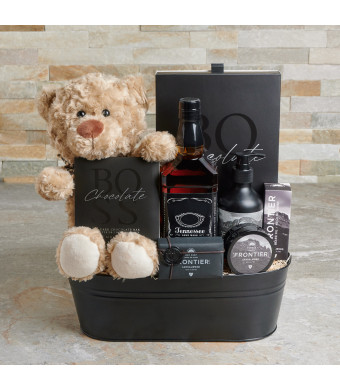 A Relaxing Time for Him Gift Basket, Valentine's Day gifts, liquor gifts, spa gifts