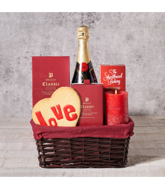 Champagne & Sweets Gift Basket, Valentine's Day gifts, sparkling wine gifts, cookie gifts
