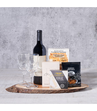 Caledonia Wine and Cheese Set, Wine Gift Baskets, Gourmet Gift Baskets, Snacks, Cheese, Jam, Chocolate, Wine, USA Delivery
