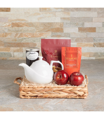 Tea Time Stories Gift Basket, gourmet gift, gourmet, tea gift, tea, teapot gift, teapot