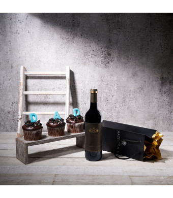 Dine with Cake and Wine Gift Set, father’s day gift box, gourmet gifts, gifts, wine, chocolate, cupcakes, cookies