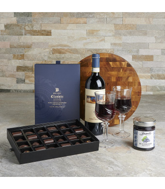 Ultimate Chocolate & Wine Gift Basket, wine gift, chocolate gift, wine, chocolate, romantic gift, wine pairing gift