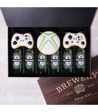 Gaming Cookie & Beer Gift Box, cookie gift, beer gift, beer, cookies, video game gift, video gaming