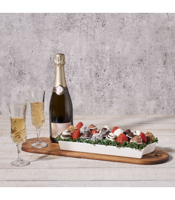 Marvelous Champagne & Chocolate Strawberries Gift, champagne gift, champagne, sparkling wine gift, sparkling wine, chocolate covered strawberry gift, chocolate covered strawberry, fruit gift, fruit
