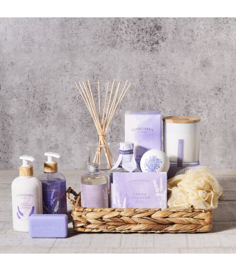 The Lavender Spa Gift Tray, Spa, spa gift, bath & body, candle, bath, Set 24060-2021, gourmet, spa tray delivery, delivery spa tray, lavender bath & body usa, usa lavender bath & body