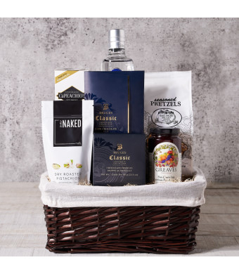 The Good Spirits Gourmet Gift Basket, Gourmet Gift Baskets, Chocolate Gift Baskets, Liquor Gift Baskets, Canada Delivery