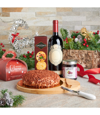 Niagara Wine Gift Set, Wine Gift Baskets, Gourmet Gift Baskets, Christmas Gift Baskets, Xmas Gift Set, Cracker, Wine, Cheeseball, USA Delivery