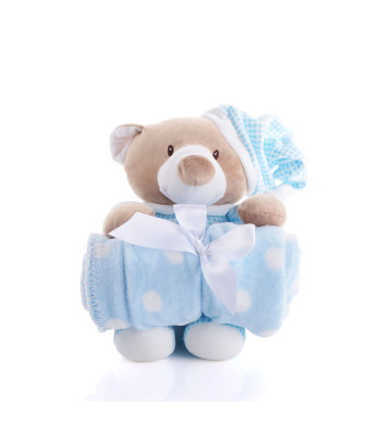 Blue Hugging Blanket Bear, Baby Toys, Plushy Toys, Baby Gifts, Baby Plushies, USA Delivery