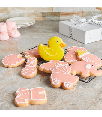 Pink Welcome Baby Girl Cookies
