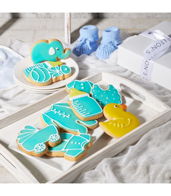 Blue Welcome Baby Cookie Gift Box, Baby Boy Cookies, Baby Cookies, Cookies, USA Delivery