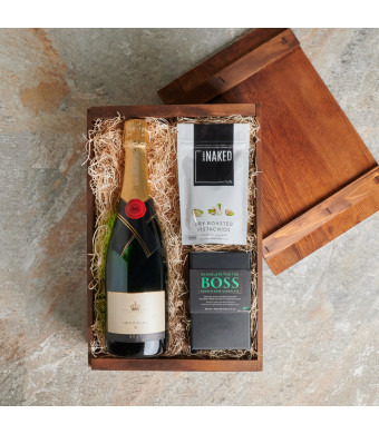 The Champagne & Nuts Gift Crate, Snacks, Champagne Crate, Champagne Gift Baskets, Gourmet Gift Crate, Gourmet Gift Baskets, Canada Delivery
