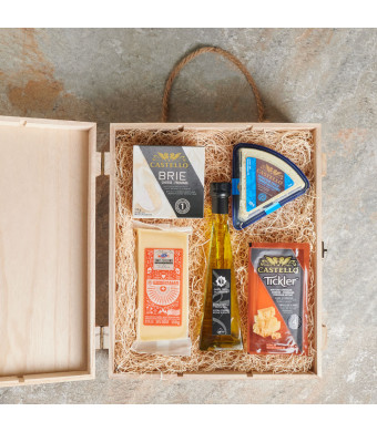 La Rochelle Oil & Cheese Crate, Gourmet Gift Baskets, Cheese Crate, Gourmet Gift Crate, USA Delivery