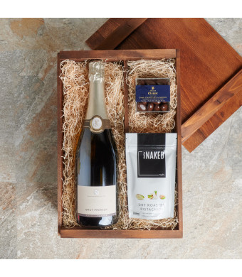 Champagne & Snack Celebration Box, Gourmet Gift Baskets, Gourmet Gift Crate, Champagne Gift Crate, USA Delivery