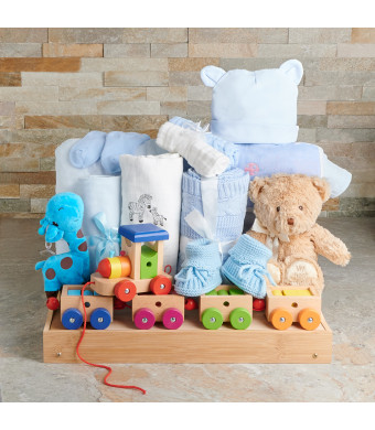 Baby Boy Blanket & Toy Gift Tray, baby gift, baby, baby boy gift, baby boy, baby shower gift, baby shower